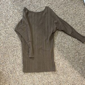 Brown Ribbed Women's Sweater